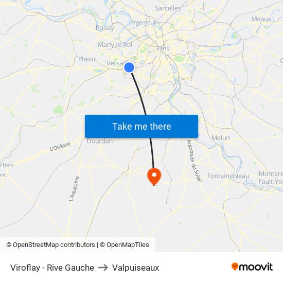 Viroflay - Rive Gauche to Valpuiseaux map