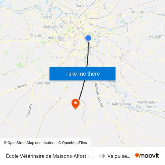 École Vétérinaire de Maisons-Alfort - Métro to Valpuiseaux map