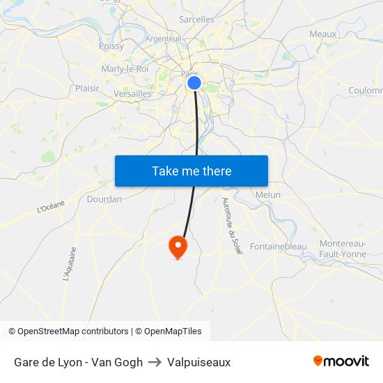 Gare de Lyon - Van Gogh to Valpuiseaux map