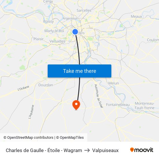 Charles de Gaulle - Étoile - Wagram to Valpuiseaux map