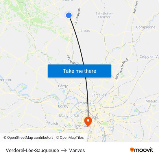 Verderel-Lès-Sauqueuse to Vanves map