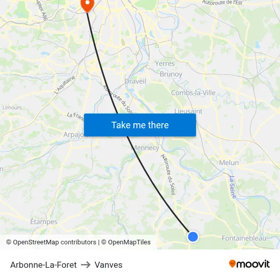 Arbonne-La-Foret to Vanves map