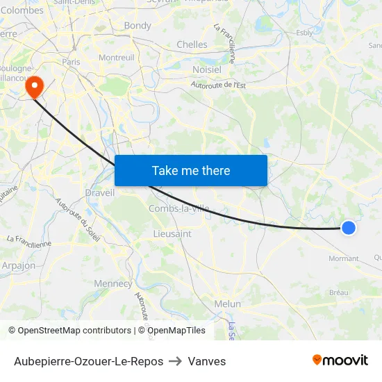 Aubepierre-Ozouer-Le-Repos to Vanves map