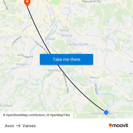 Avon to Vanves map