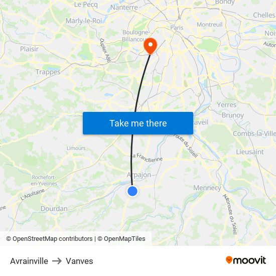 Avrainville to Vanves map