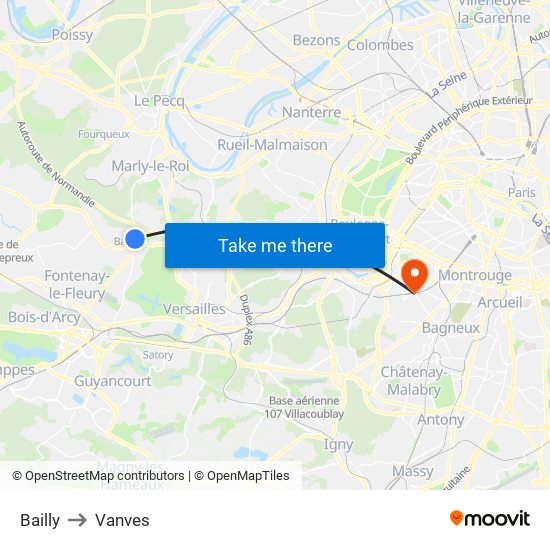 Bailly to Vanves map