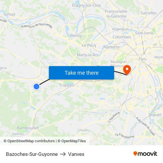 Bazoches-Sur-Guyonne to Vanves map