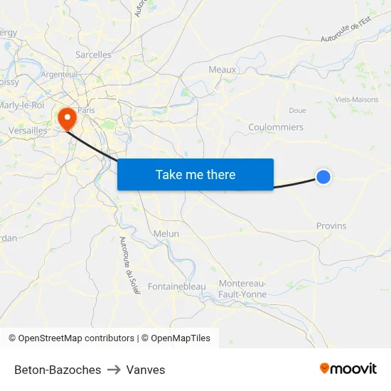 Beton-Bazoches to Vanves map