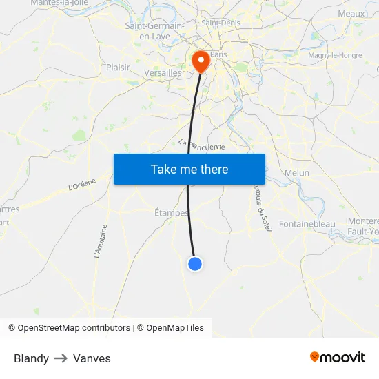 Blandy to Vanves map