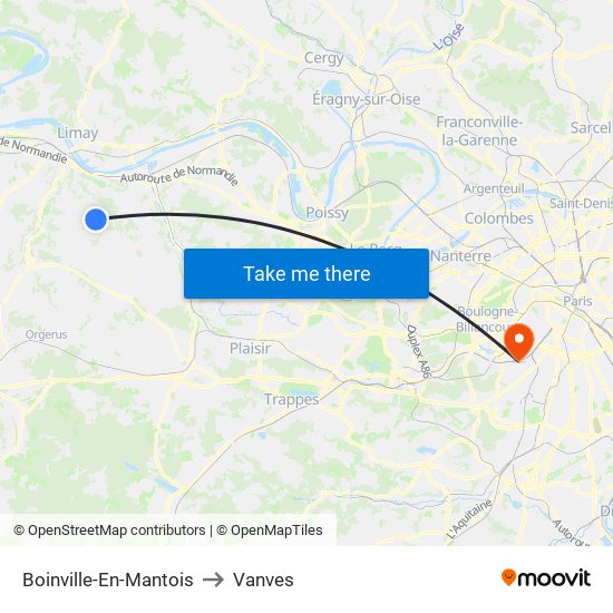 Boinville-En-Mantois to Vanves map
