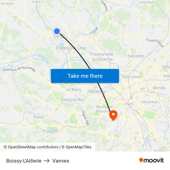Boissy-L'Aillerie to Vanves map