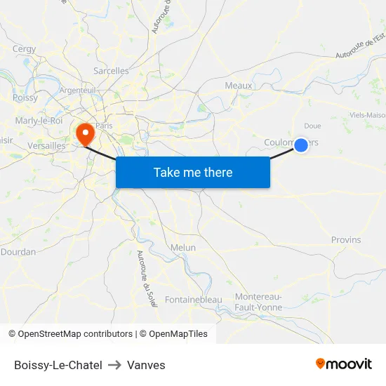 Boissy-Le-Chatel to Vanves map