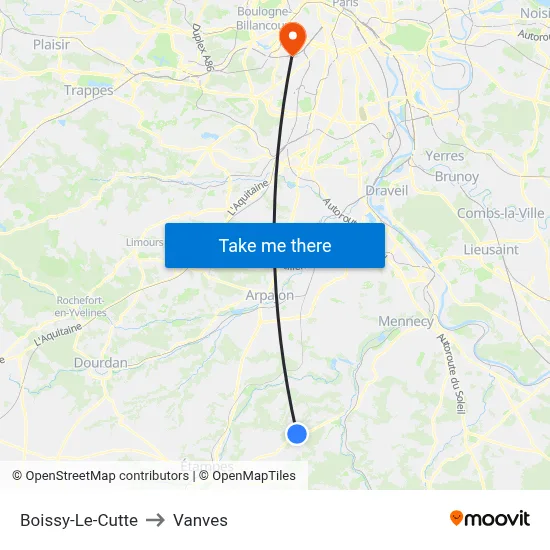 Boissy-Le-Cutte to Vanves map