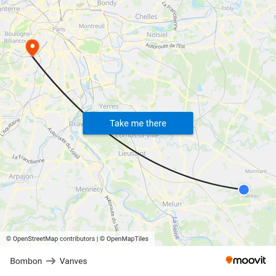 Bombon to Vanves map