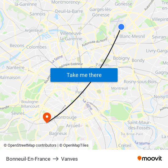 Bonneuil-En-France to Vanves map