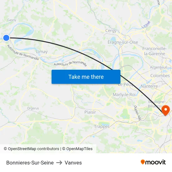 Bonnieres-Sur-Seine to Vanves map