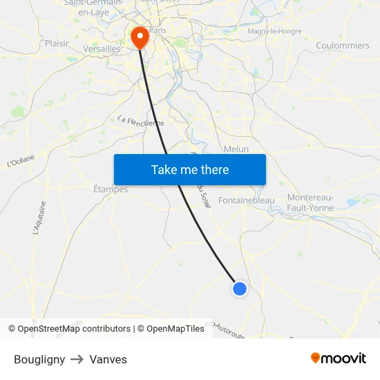 Bougligny to Vanves map