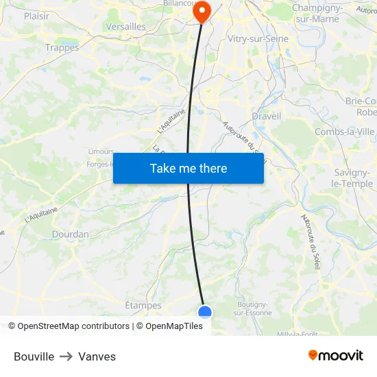 Bouville to Vanves map