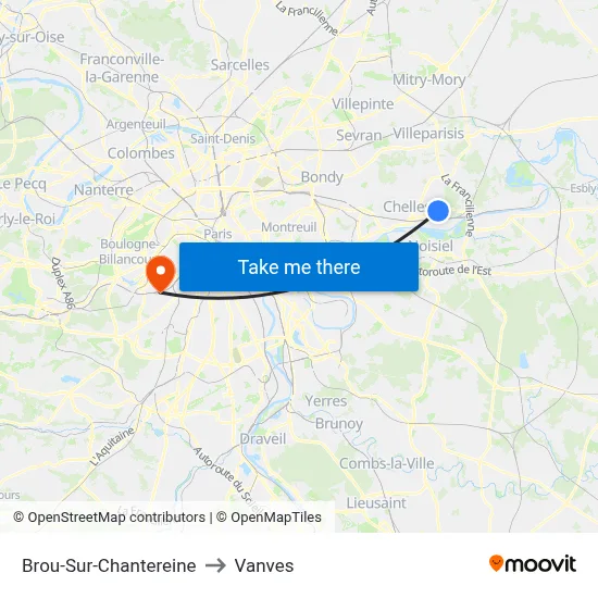 Brou-Sur-Chantereine to Vanves map