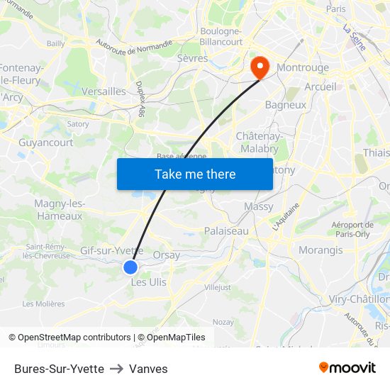 Bures-Sur-Yvette to Vanves map