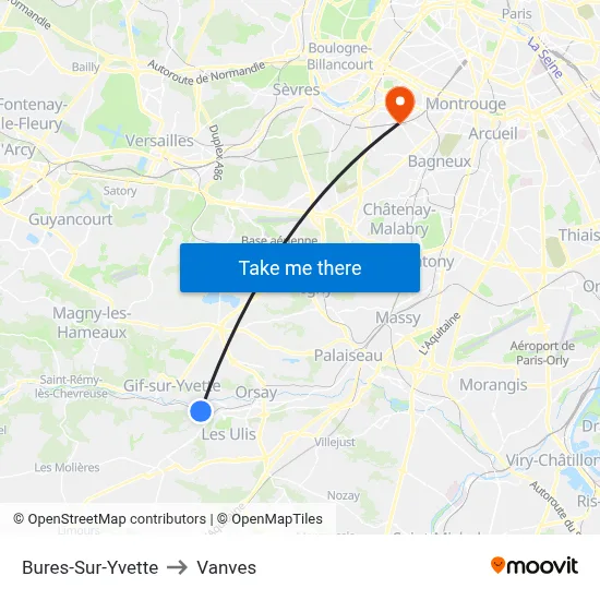 Bures-Sur-Yvette to Vanves map