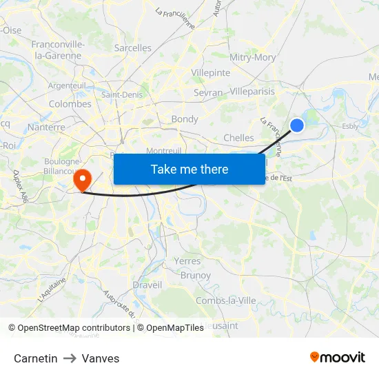 Carnetin to Vanves map