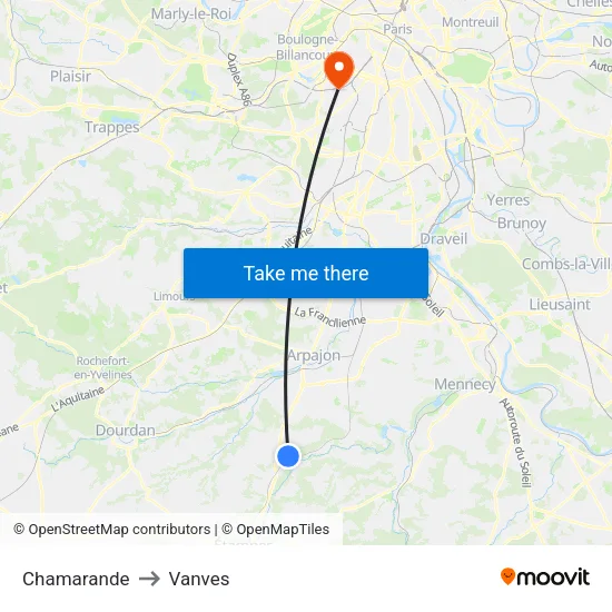Chamarande to Vanves map