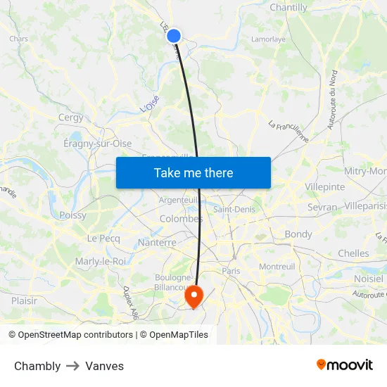 Chambly to Vanves map