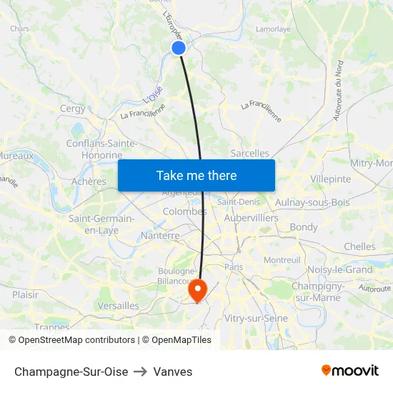 Champagne-Sur-Oise to Vanves map