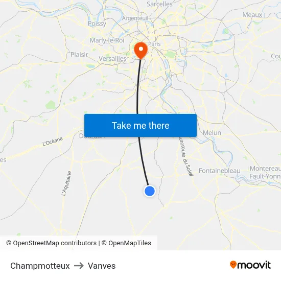 Champmotteux to Vanves map