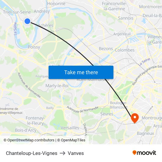 Chanteloup-Les-Vignes to Vanves map