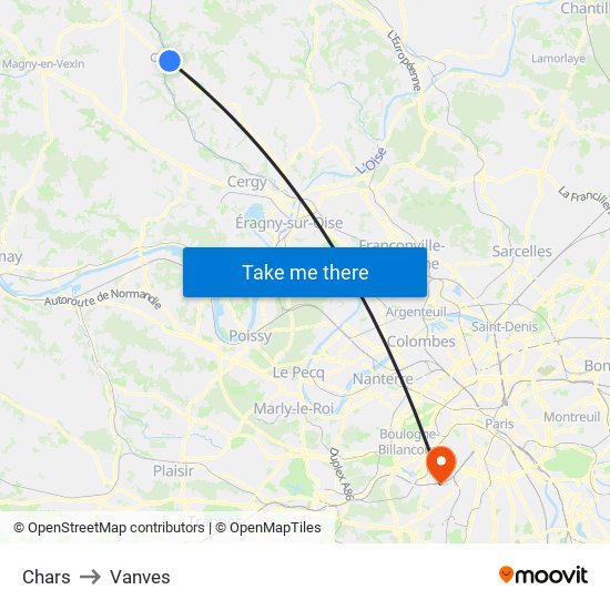 Chars to Vanves map