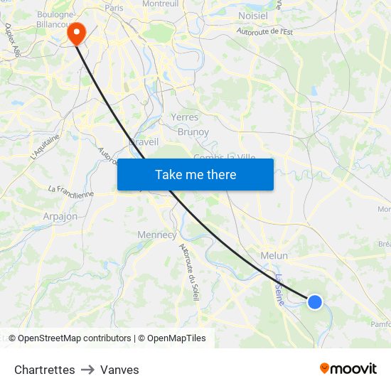 Chartrettes to Vanves map