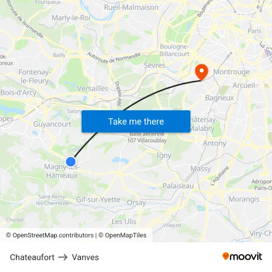 Chateaufort to Vanves map