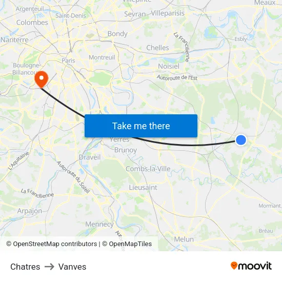 Chatres to Vanves map