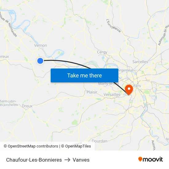 Chaufour-Les-Bonnieres to Vanves map