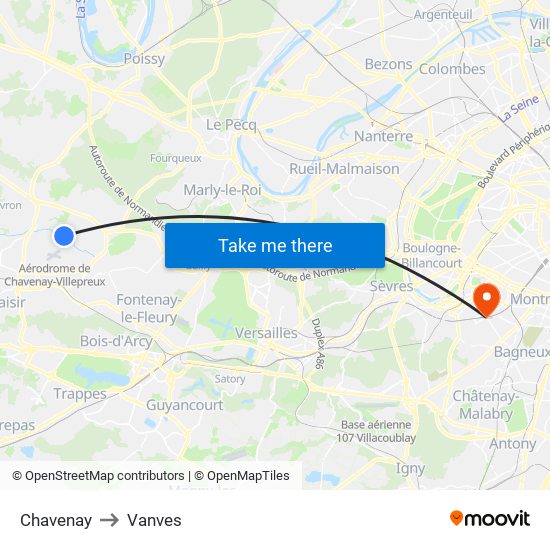 Chavenay to Vanves map