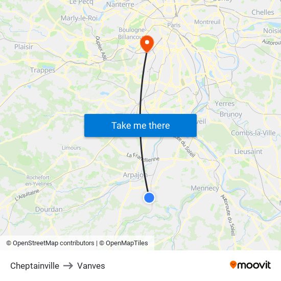 Cheptainville to Vanves map