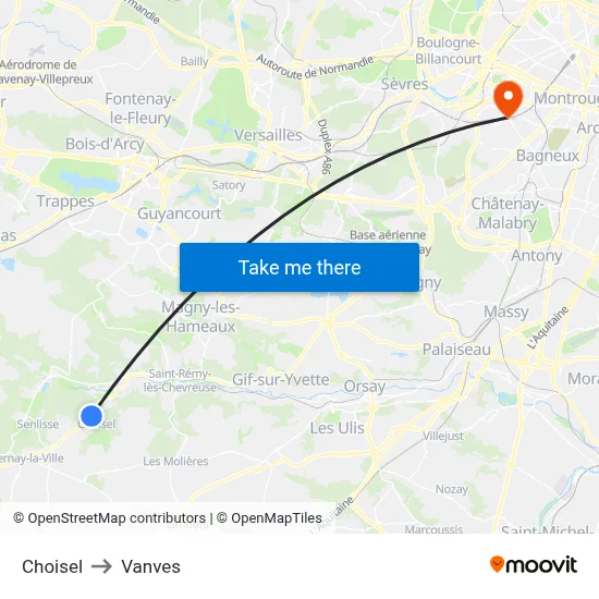 Choisel to Vanves map