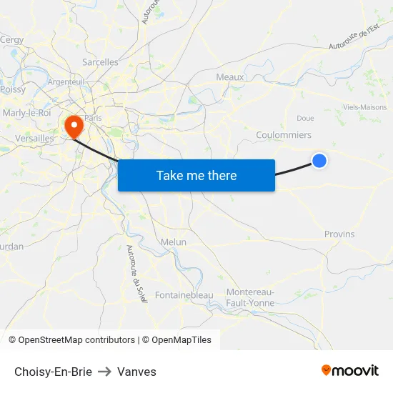 Choisy-En-Brie to Vanves map