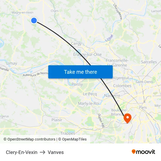 Clery-En-Vexin to Vanves map