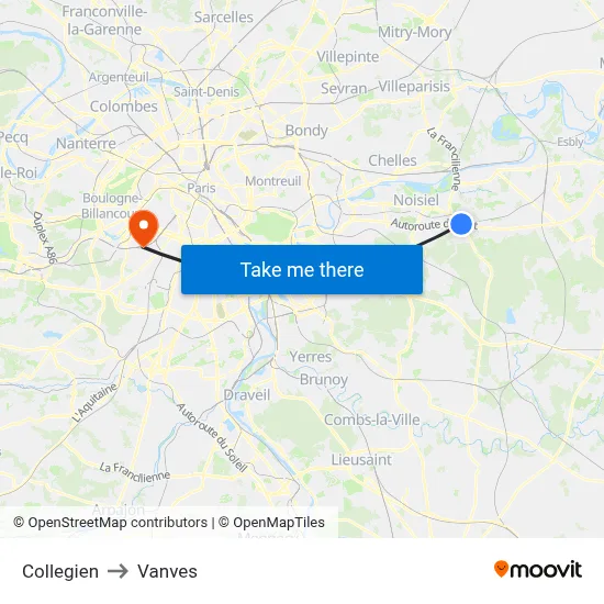 Collegien to Vanves map