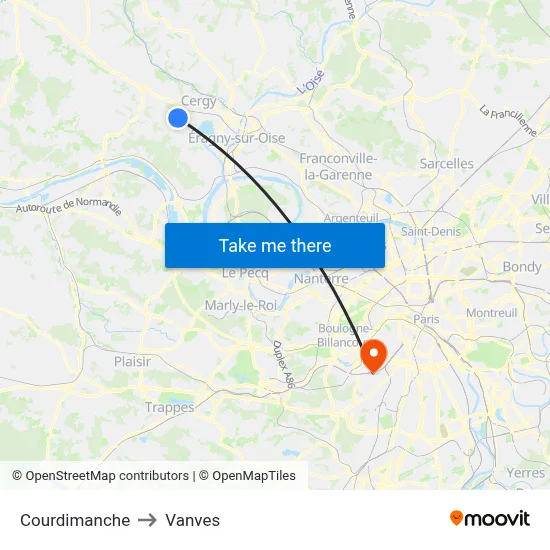 Courdimanche to Vanves map