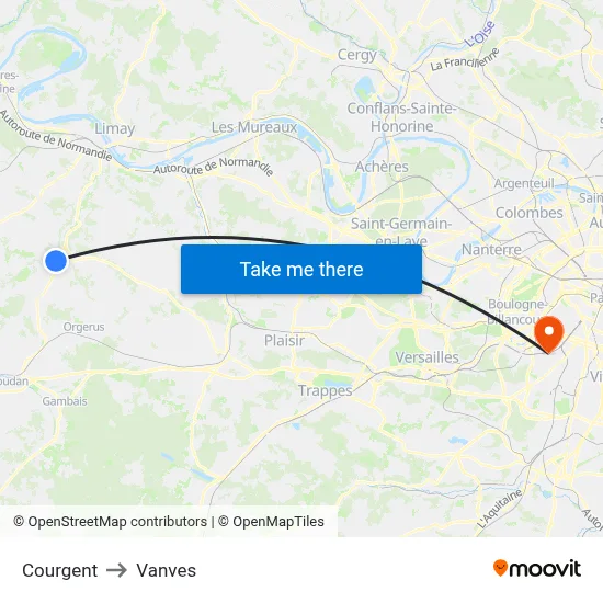 Courgent to Vanves map