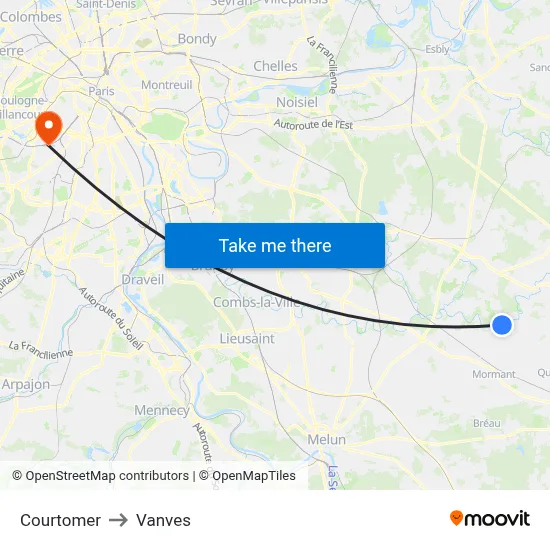 Courtomer to Vanves map