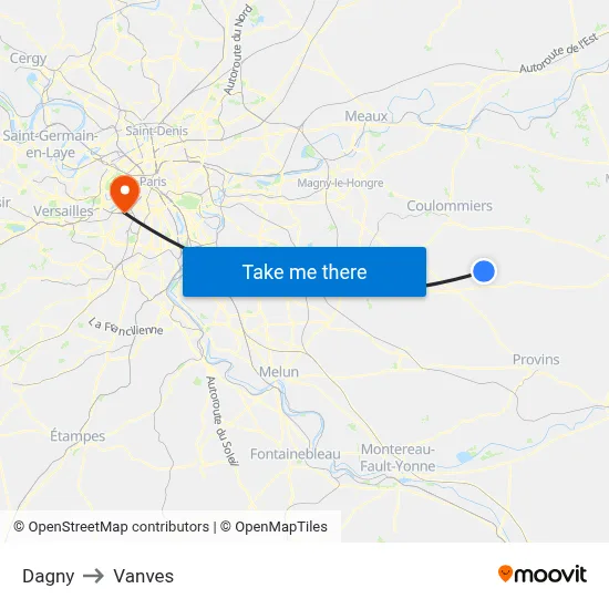 Dagny to Vanves map