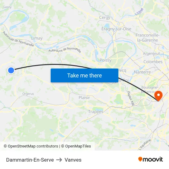 Dammartin-En-Serve to Vanves map