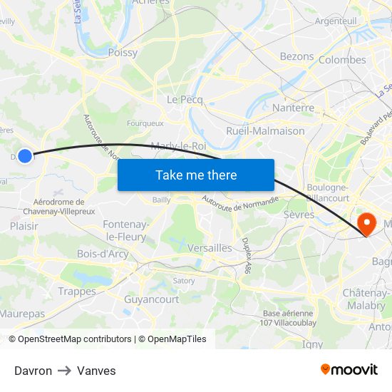 Davron to Vanves map