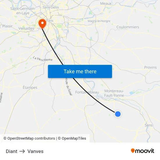 Diant to Vanves map