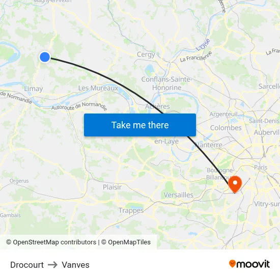 Drocourt to Vanves map